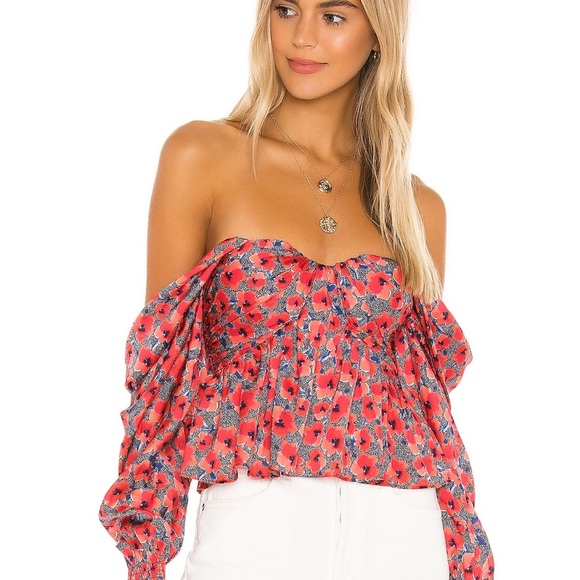House of Harlow 1960 Tops - Floral Off-Shoulder Top